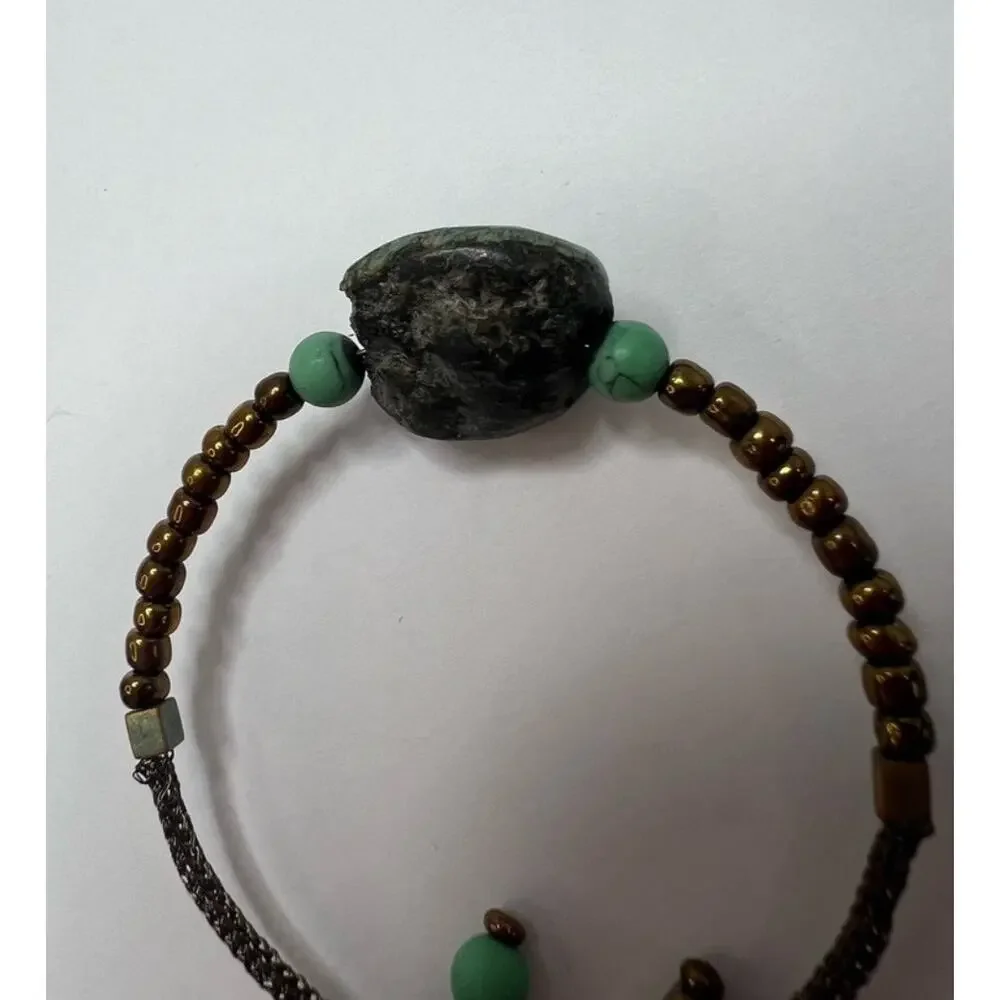 NEW Handmade Turquoise Beaded‎ Adjustable Wrap Bracelet